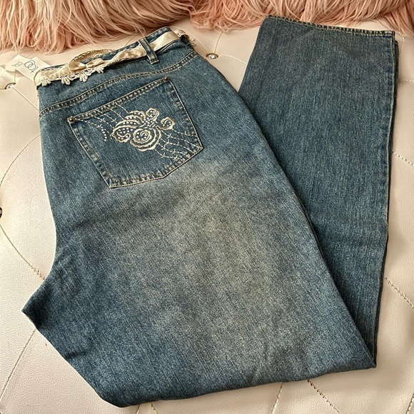 NEW Together by Spiegel Medium Wash Classic Fit Embroidered Jeans Size 16 RARE - Picture 13 of 15